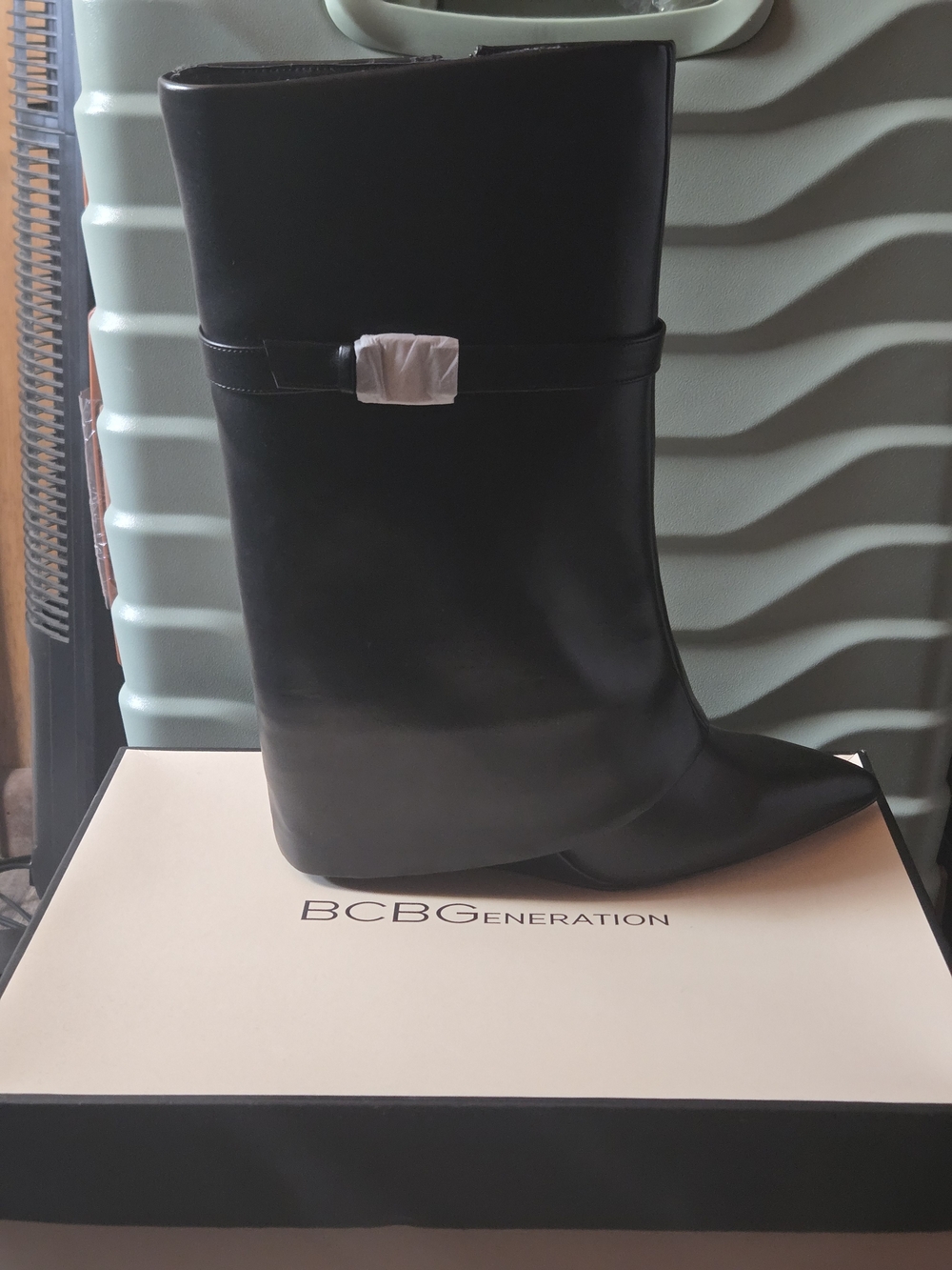 BCBGeneration Black Knee-High Boot with Silver Buckle